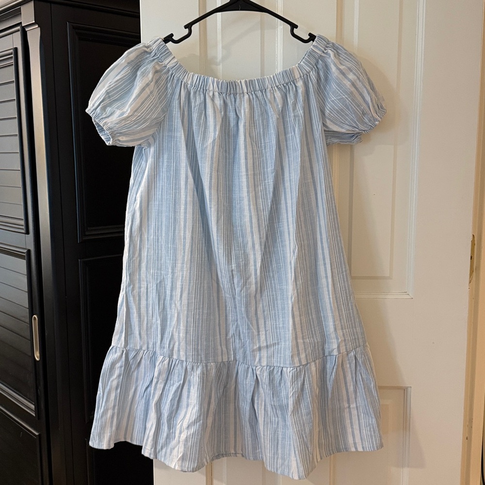 Planet Gold Blue and White Strapless Dress